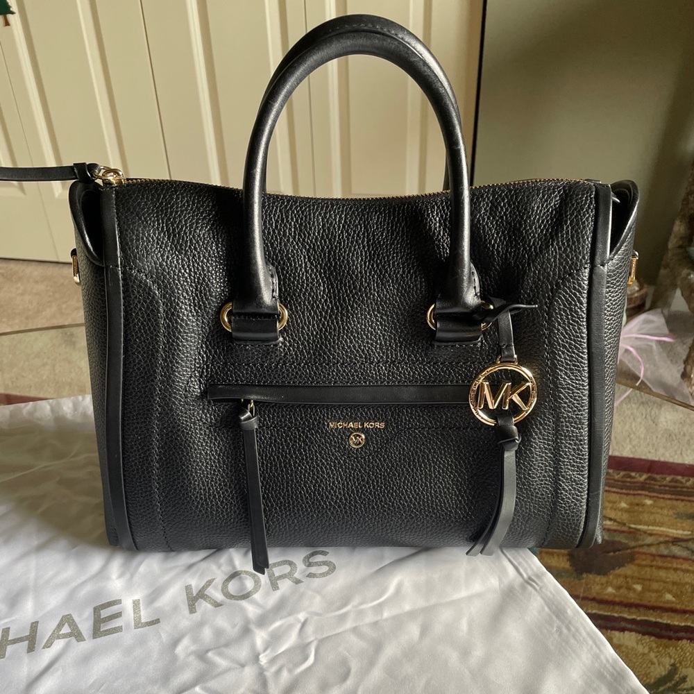 Michael Kors Carine medium pebble leather satchel